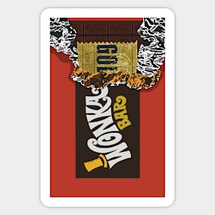 Willy Wonka Bar Golden Ticket Illustration Sticker